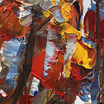 パレット ナイフの詳細テクスチャによる樺の木の秋 Oil Paintings